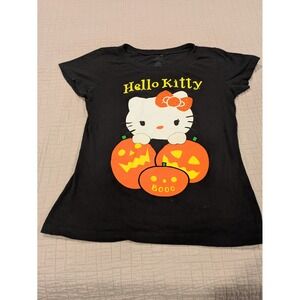 Hello Kitty Halloween Boo Graphic T Shirt Kids Junior L Black Cotton